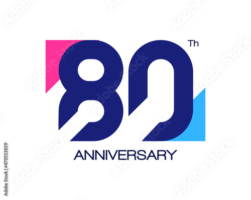 80th anniversary geometric logo with triangle shapes overlapping