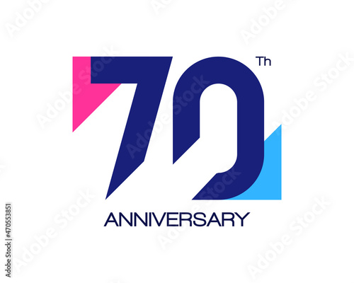 70th anniversary geometric logo with triangle shapes overlapping