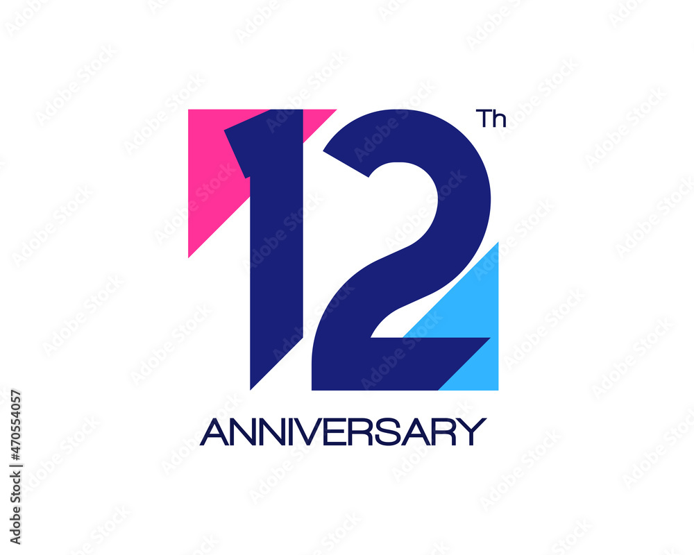 12th anniversary geometric logo with triangle shapes overlapping