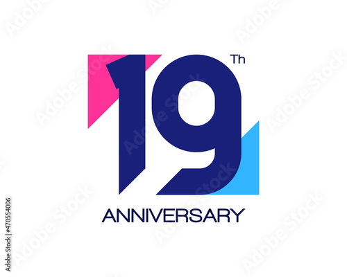 19th anniversary geometric logo with triangle shapes overlapping
