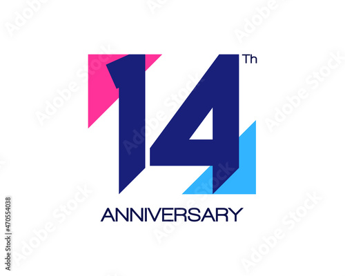 14th anniversary geometric logo with triangle shapes overlapping