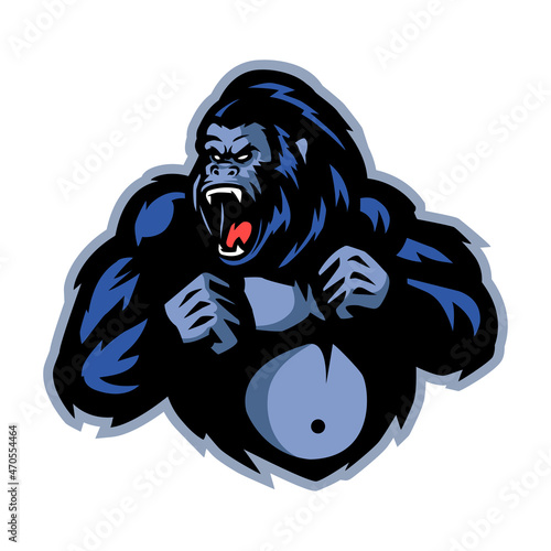 Cartoon angry gorilla mascot roaring