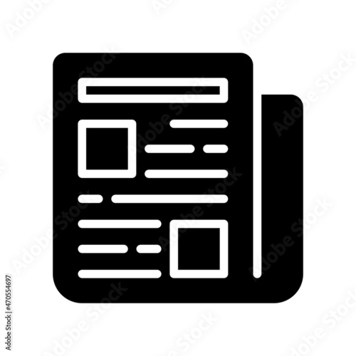 Newspaper Icon, Glyph style icon vector illustration, Suitable for website, mobile app, print, presentation, infographic and any other project.