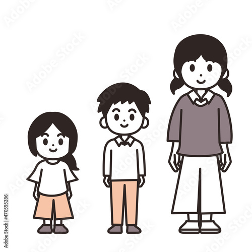 三人兄弟のイラスト素材　全身