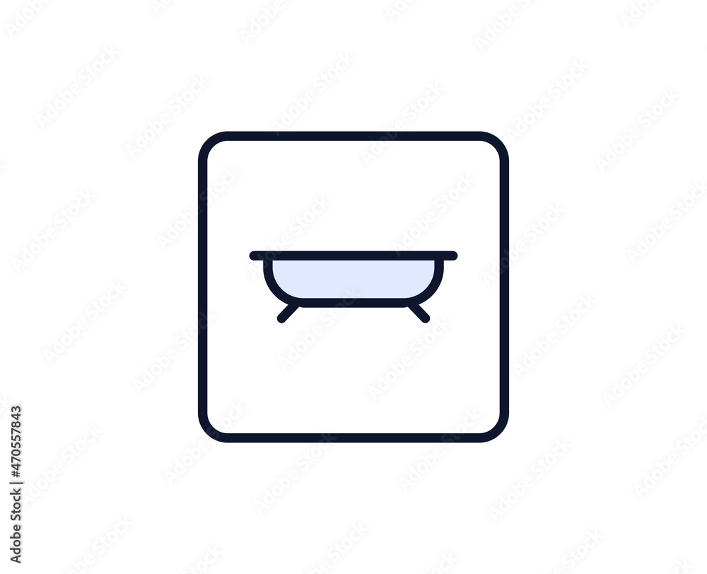 Bath flat icon. Single high quality outline symbol for web design or mobile app. House thin line signs for design logo, visit card, etc. Outline pictogram EPS10 Bath flat icon. Single high quality outline symbol for web design or mobile app. House thin line signs for design logo, visit card, etc. Outline pictogram EPS10