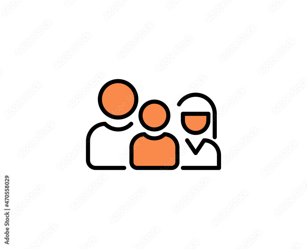 Family line icon. High quality outline symbol for web design or mobile app. Thin line sign for design logo. Color outline pictogram on white background Family line icon. High quality outline symbol for web design or mobile app. Thin line sign for design logo. Color outline pictogram on white background