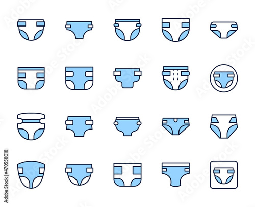 Diaper line icon set. Collection of high quality color outline logo for mobile concepts and web apps. People set in trendy flat style. Vector illustration on a white background