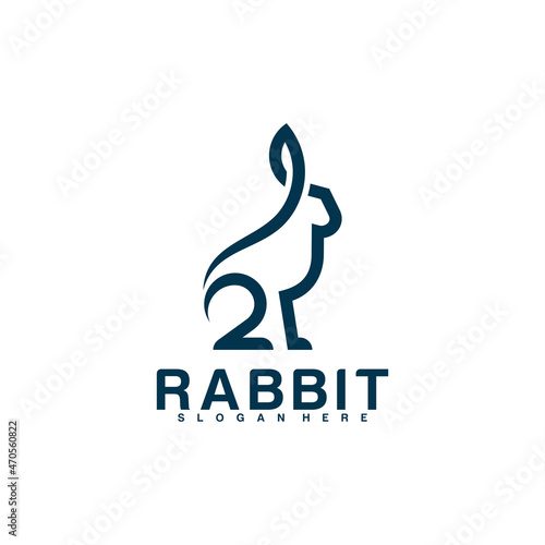 Rabbit logo line vector illustration design premium. Colorful design