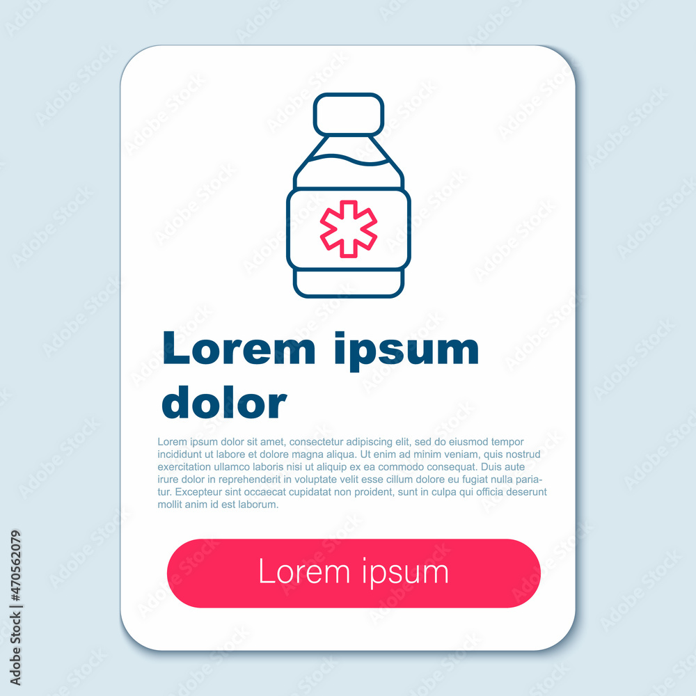 Line Bottle of medicine syrup icon isolated on grey background. Colorful outline concept. Vector Line Bottle of medicine syrup icon isolated on grey background. Colorful outline concept. Vector