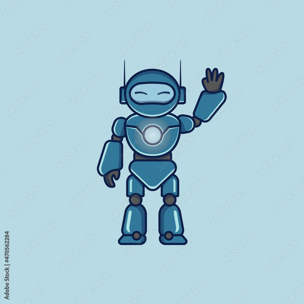cute and fuuny android robot cartoon vector illustration
