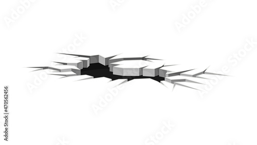 Black fractures on land surface. Faults on ground, disaster or drought crevices vector illustration