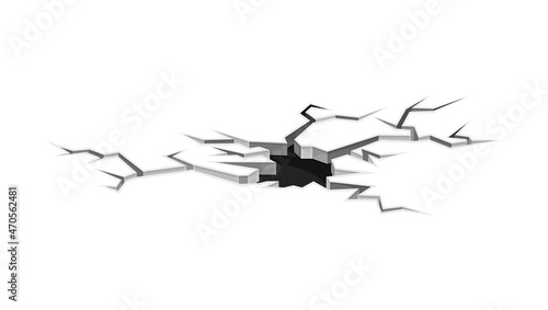 Black fractures and hole on land surface. Faults on ground, disaster or drought crevices vector illustration