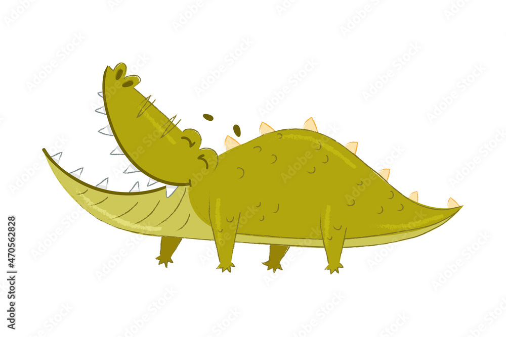 Fototapeta premium Cute Crocodile Character with Open Mouth Laughing Out Loud Vector Illustration