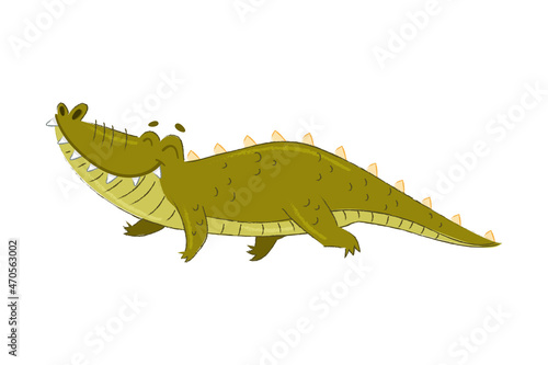Cute Crocodile Character Walking and Smiling Vector Illustration