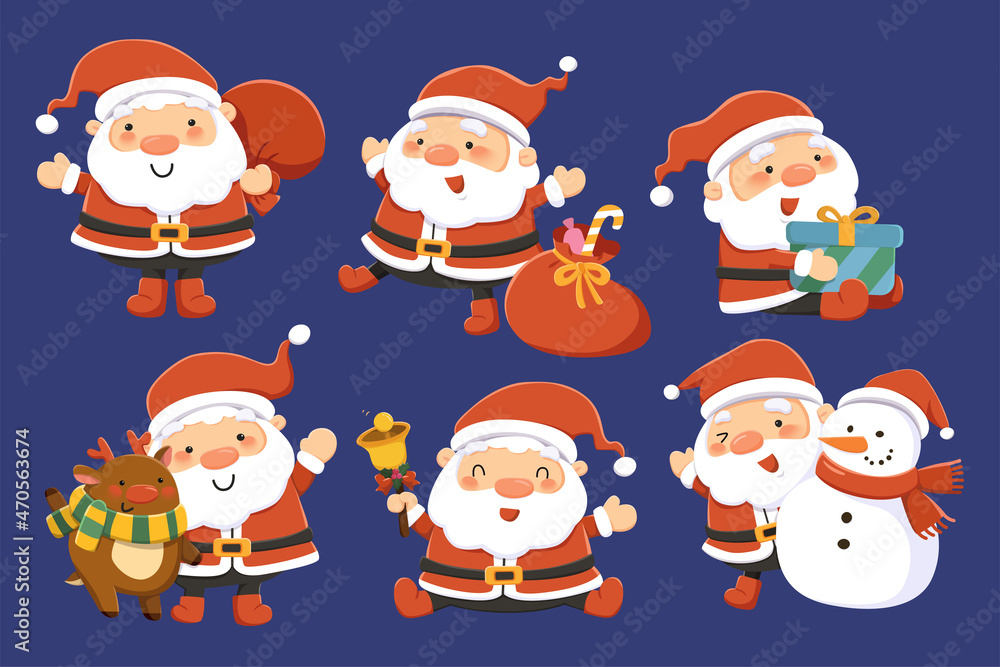 Santa Claus characters design set Santa Claus characters design set