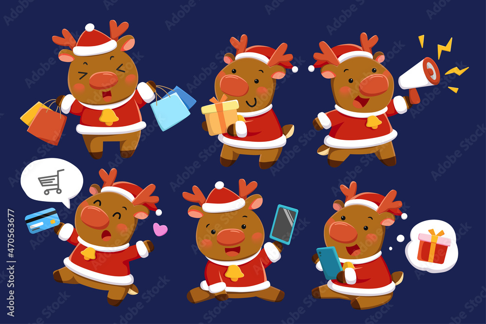 Obraz premium Reindeer character set for Xmas sale