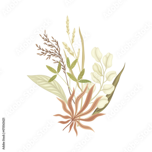 Bouquet of wild dried flowers in trendy colors for your own design vector illustration