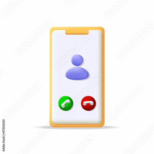 3d object smartphone incoming phone call icon. incoming call 3d icon, 3d phone vector