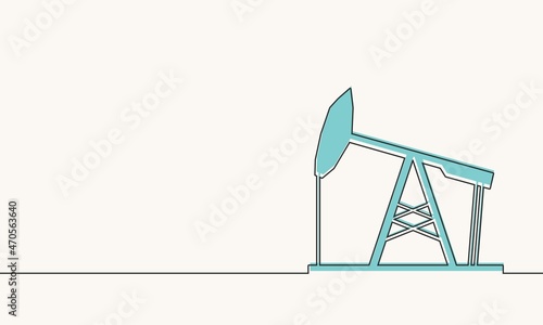 Oil derrick icon. Thin line style banner