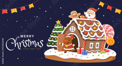  Xmas gingerbread house card design