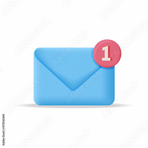 new email notification 3d icon. 3d realistic email icon. 3d vector email