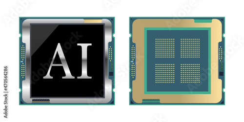 半導体, CPU, プロセッサー, 人工知能のベクターアイコンイラスト素材