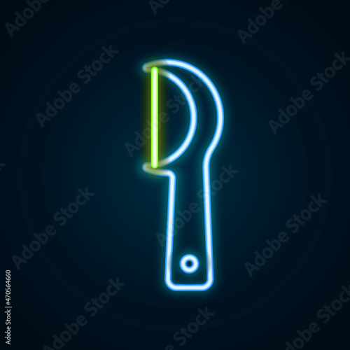Glowing neon line Dental floss icon isolated on black background. Colorful outline concept. Vector