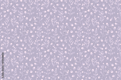 Seamless botanical pattern in pale lavender and pink. All over floral repeat.