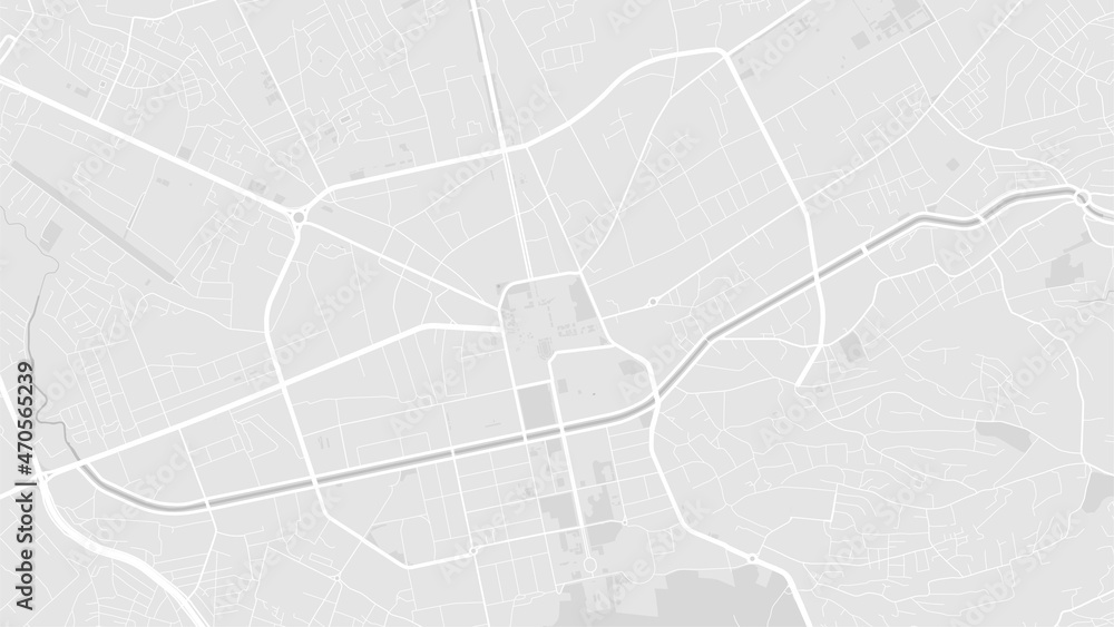 White and light grey Tirana City area vector background map, streets and water cartography illustration.