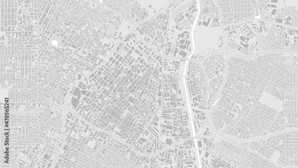 White and light grey Los Angeles City area vector background map, streets and water cartography illustration.