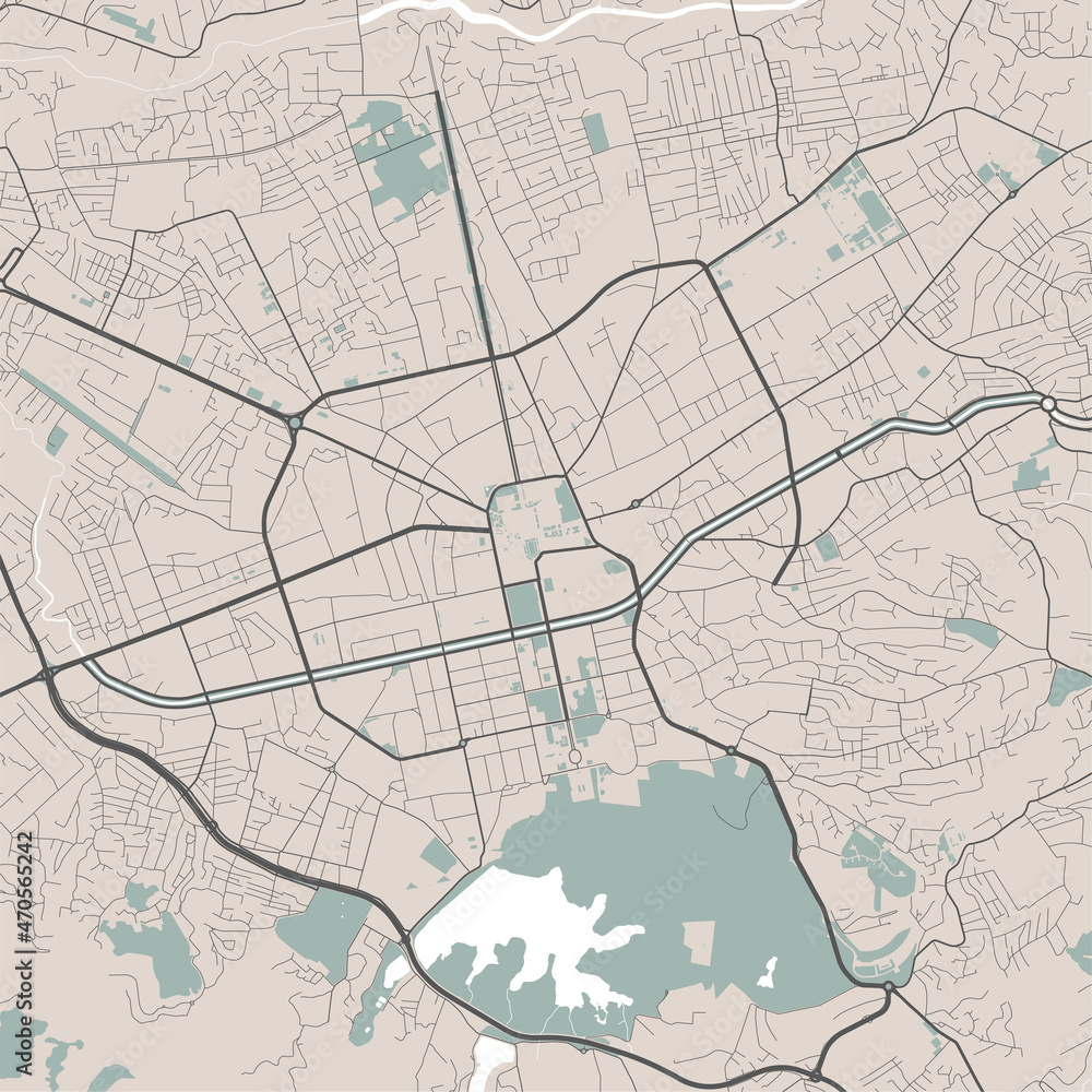 Obraz premium Vector map of Tirana, Albania. Urban city in Albania. Street map art poster illustration.
