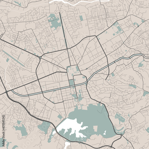 Vector map of Tirana, Albania. Urban city in Albania. Street map art poster illustration.
