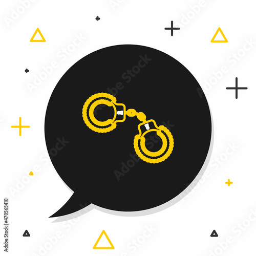 Line Sexy fluffy handcuffs icon isolated on white background. Handcuffs with fur. Fetish accessory. Sex shop stuff for sadist and masochist. Colorful outline concept. Vector