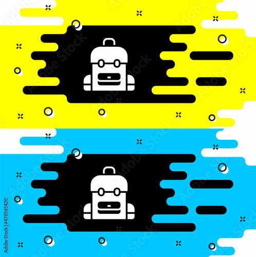 White School backpack icon isolated on black background. Vector