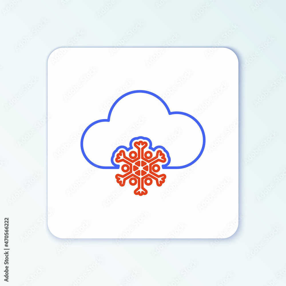 Line Cloud with snow icon isolated on white background. Cloud with snowflakes. Single weather icon. Snowing sign. Colorful outline concept. Vector Line Cloud with snow icon isolated on white background. Cloud with snowflakes. Single weather icon. Snowing sign. Colorful outline concept. Vector