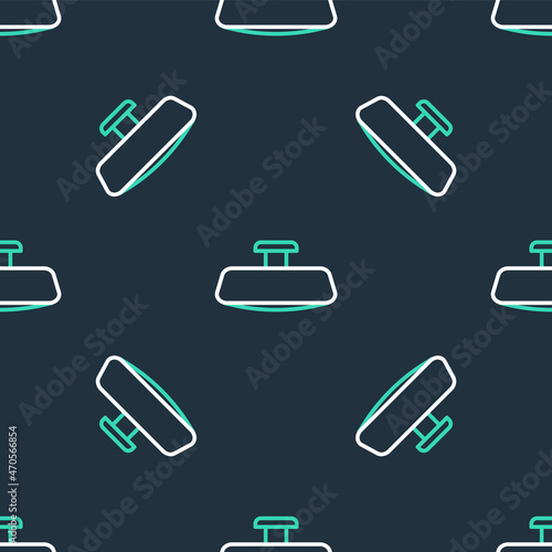 Line Car mirror icon isolated seamless pattern on black background. Vector