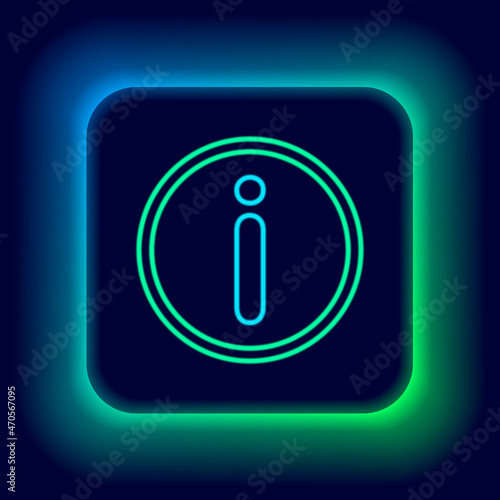 Glowing neon line Information icon isolated on black background. Colorful outline concept. Vector