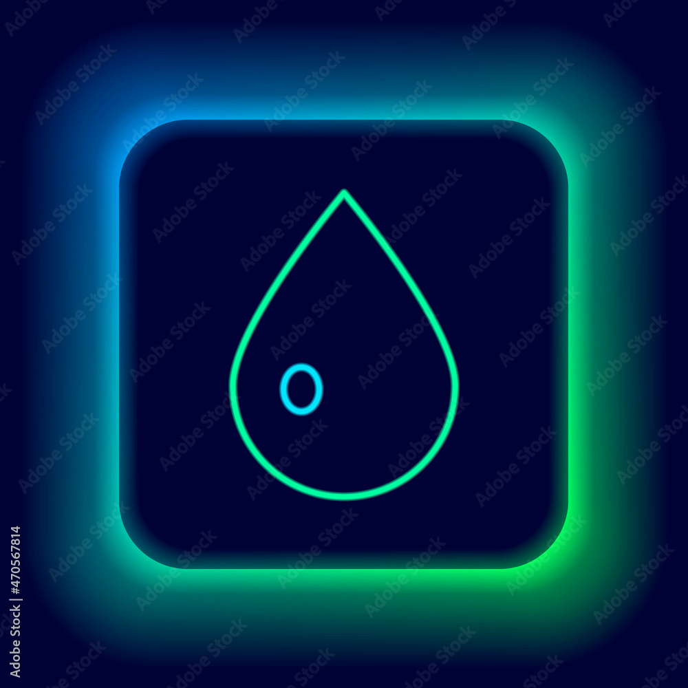 Glowing neon line Water drop icon isolated on black background. Colorful outline concept. Vector Glowing neon line Water drop icon isolated on black background. Colorful outline concept. Vector