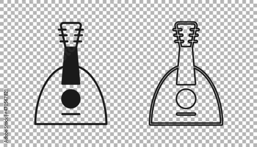 Black Musical instrument balalaika icon isolated on transparent background. Vector