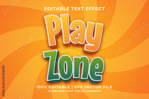 Editable text effect - Play Zone 3d template style premium vector