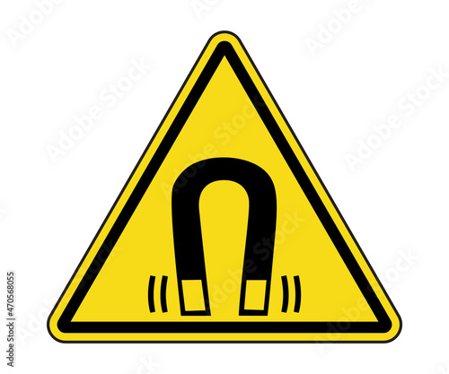 Magnetic Field Warning Label. International Warning Magnetic Field Hazard Symbol Vector EPS10