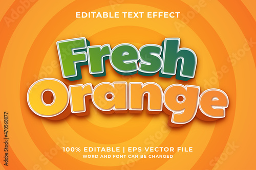 Editable text effect - Fresh Orange 3d template style premium vector
