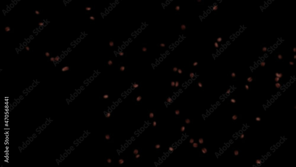 Coffee beans zoomed out and zoom in in slow motion 4k footage on black background Coffee beans zoomed out and zoom in in slow motion 4k footage on black background