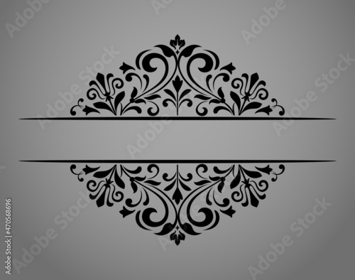 Vintage black element. Graphic vector design. Damask graphic ornament