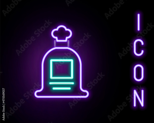 Glowing neon line Full sack icon isolated on black background. Colorful outline concept. Vector
