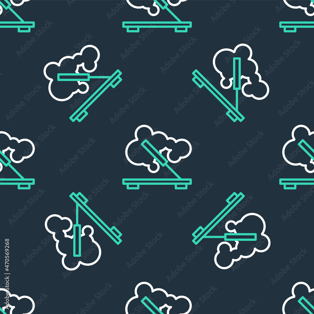 Line Scented spa stick on a wooden stand icon isolated seamless pattern on black background. Incense stick. Cosmetic procedure aromatherapy. Vector Line Scented spa stick on a wooden stand icon isolated seamless pattern on black background. Incense stick. Cosmetic procedure aromatherapy. Vector