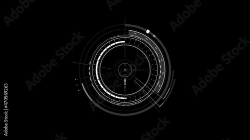 HUD technology elements background footage on black background 4k