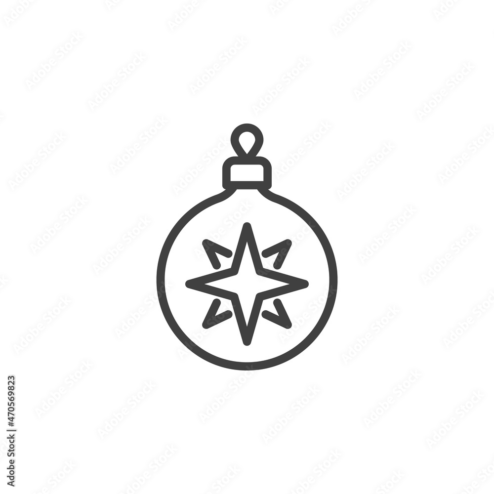 Christmas ball with star line icon Christmas ball with star line icon