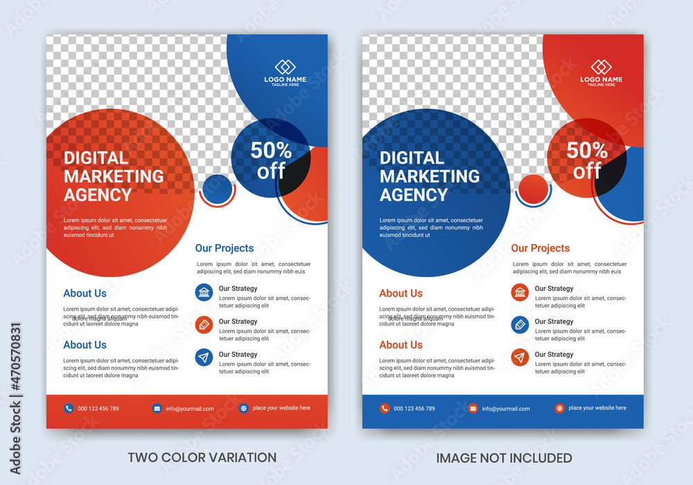 Corporate Business Flyer Design/Brochure Design Template with red and blue color