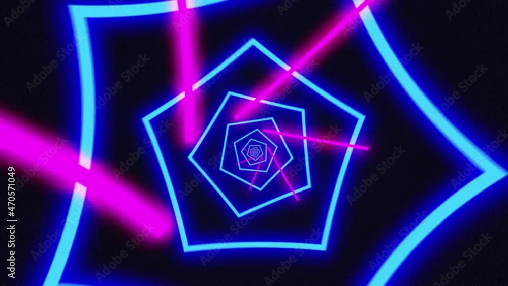 Loop glow neon flow tunnel hexagon background Loop glow neon flow tunnel hexagon background